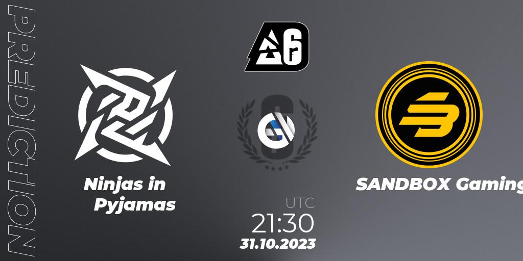 Ninjas in Pyjamas - SANDBOX Gaming: Maç tahminleri. 31.10.2023 at 21:30, Rainbow Six, BLAST Major USA 2023