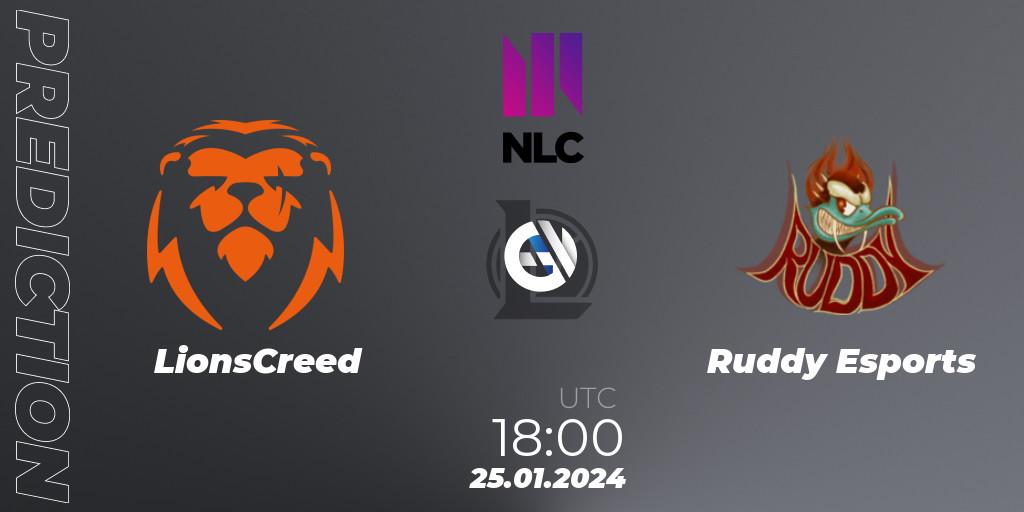 LionsCreed - Ruddy Esports: Maç tahminleri. 25.01.2024 at 19:00, LoL, NLC 1st Division Spring 2024