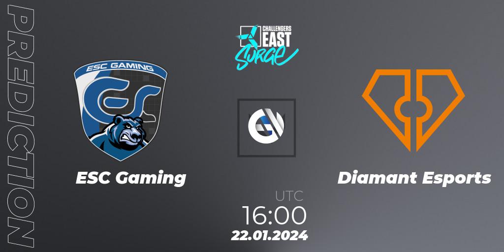 ESC Gaming - Diamant Esports: Maç tahminleri. 22.01.2024 at 16:00, VALORANT, VALORANT Challengers 2024 East: Surge Split 1