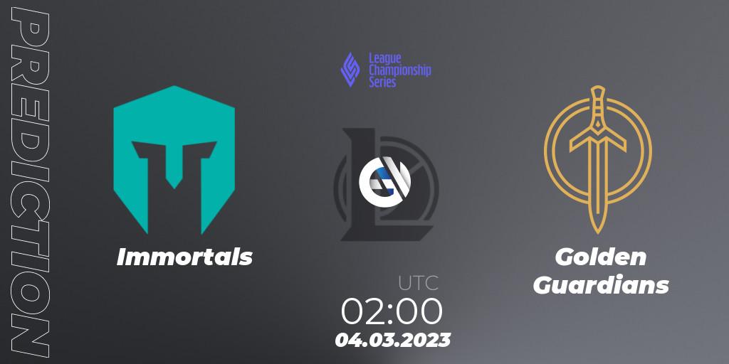 Immortals - Golden Guardians: Maç tahminleri. 04.03.2023 at 02:00, LoL, LCS Spring 2023 - Group Stage