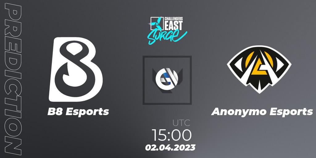 B8 Esports - Anonymo Esports: Maç tahminleri. 02.04.23, VALORANT, VALORANT Challengers 2023 East: Surge Split 2