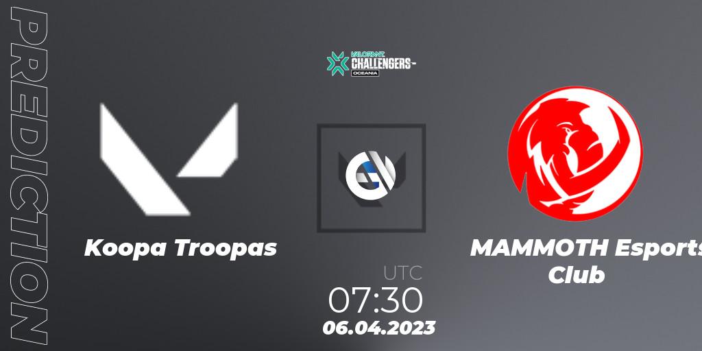 Koopa Troopas - MAMMOTH Esports Club: Maç tahminleri. 06.04.2023 at 08:30, VALORANT, VALORANT Challengers 2023: Oceania Split 2 - Group Stage