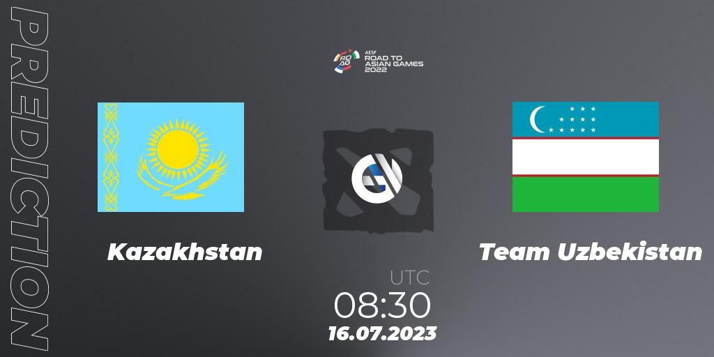 Kazakhstan - Team Uzbekistan: Maç tahminleri. 16.07.2023 at 08:30, Dota 2, 2022 AESF Road to Asian Games - Central Asia
