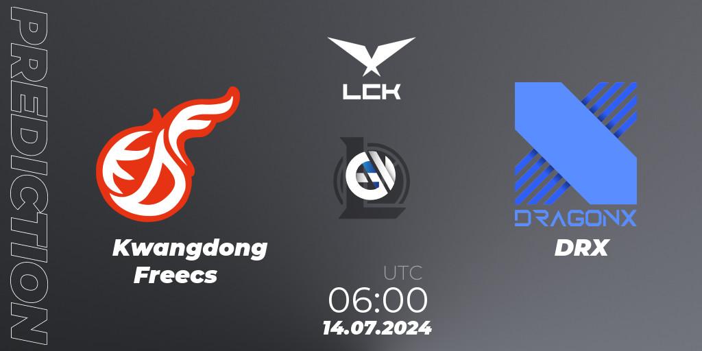 Kwangdong Freecs - DRX: Maç tahminleri. 14.07.2024 at 06:00, LoL, LCK Summer 2024 Group Stage