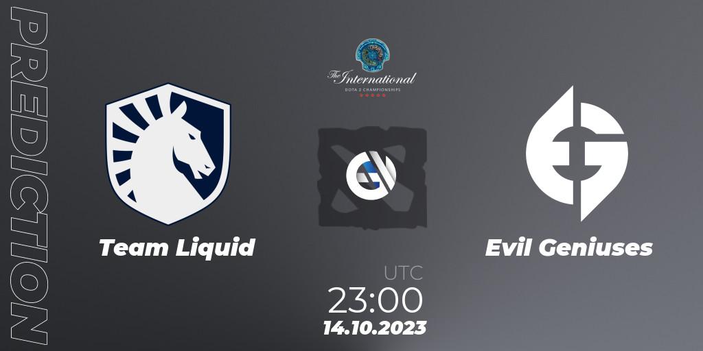 Team Liquid - Evil Geniuses: Maç tahminleri. 14.10.23, Dota 2, The International 2023 - Group Stage