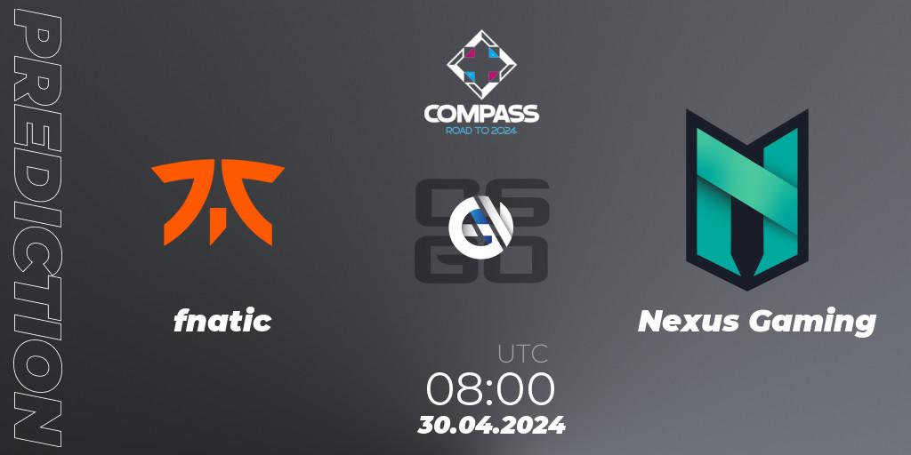 fnatic - Nexus Gaming: Maç tahminleri. 30.04.2024 at 08:00, Counter-Strike (CS2), YaLLa Compass Spring 2024