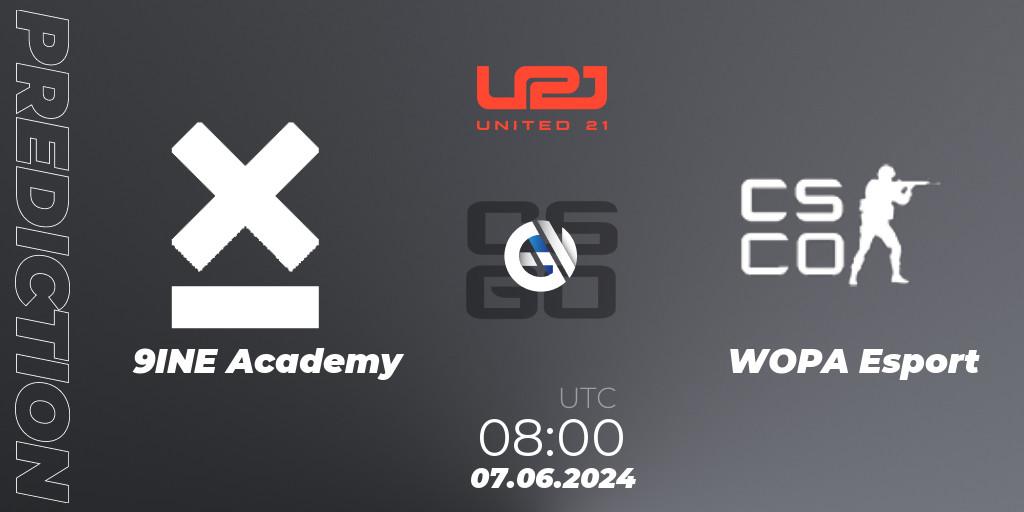 9INE Academy - WOPA Esport: Maç tahminleri. 07.06.2024 at 08:00, Counter-Strike (CS2), United21 Season 16