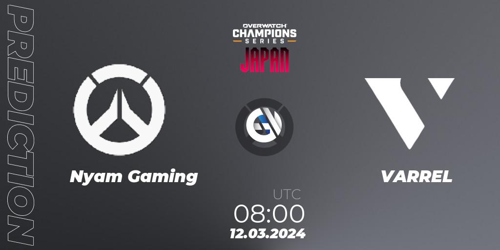 Nyam Gaming - VARREL: Maç tahminleri. 12.03.2024 at 09:00, Overwatch, Overwatch Champions Series 2024 - Stage 1 Japan