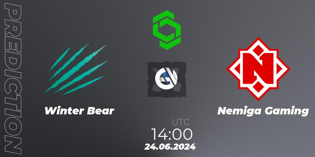 Winter Bear - Nemiga Gaming: Maç tahminleri. 24.06.2024 at 15:00, Dota 2, CCT Dota 2 Series 1