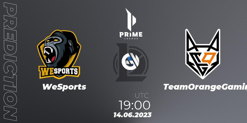 WeSports - TeamOrangeGaming: Maç tahminleri. 14.06.2023 at 19:00, LoL, Prime League 2nd Division Summer 2023