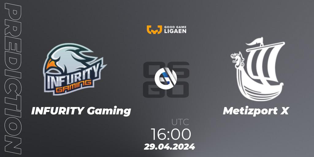 INFURITY Gaming - Metizport X: Maç tahminleri. 29.04.2024 at 16:00, Counter-Strike (CS2), Good Game-ligaen Spring 2024