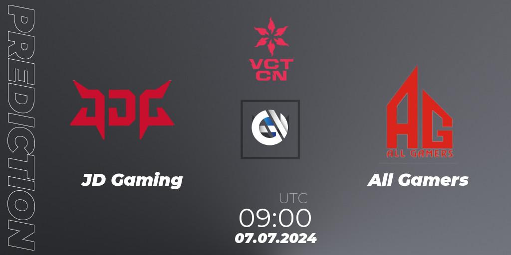 JD Gaming - All Gamers: Maç tahminleri. 07.07.2024 at 09:00, VALORANT, VALORANT Champions Tour China 2024: Stage 2 - Group Stage