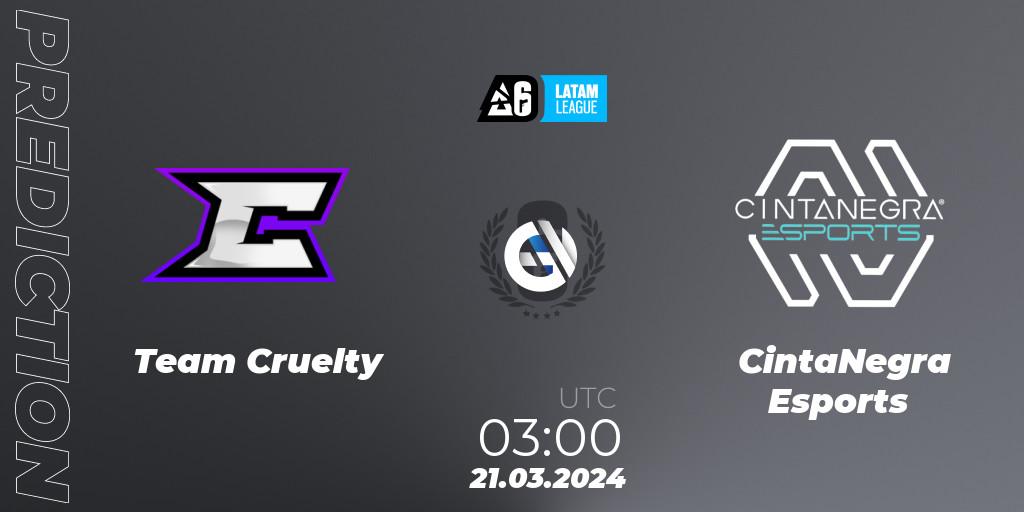Team Cruelty - CintaNegra Esports: Maç tahminleri. 21.03.2024 at 03:00, Rainbow Six, LATAM League 2024 - Stage 1: LATAM North