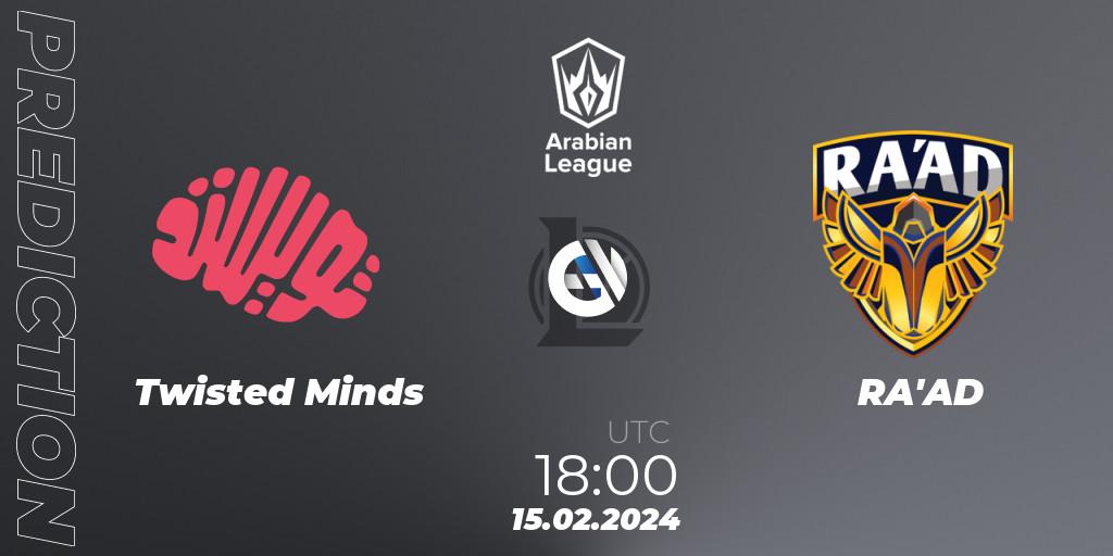 Twisted Minds - RA'AD: Maç tahminleri. 15.02.2024 at 18:00, LoL, Arabian League Spring 2024