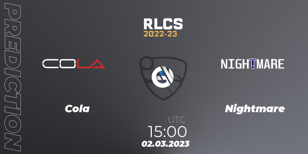 Cola - Nightmare: Maç tahminleri. 02.03.2023 at 15:00, Rocket League, RLCS 2022-23 - Winter: Middle East and North Africa Regional 3 - Winter Invitational