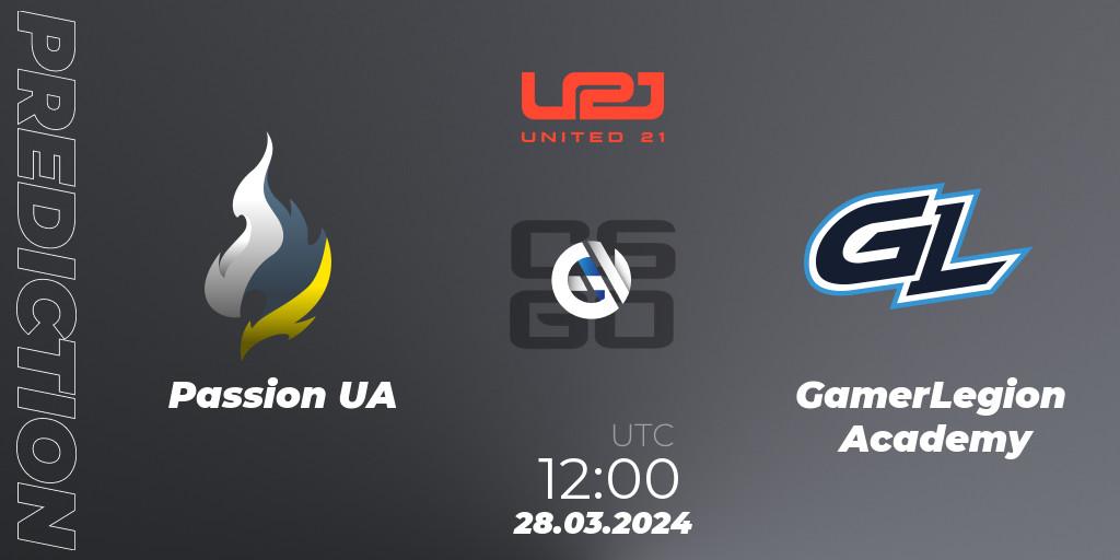 Passion UA - GamerLegion Academy: Maç tahminleri. 28.03.24, CS2 (CS:GO), United21 Season 13