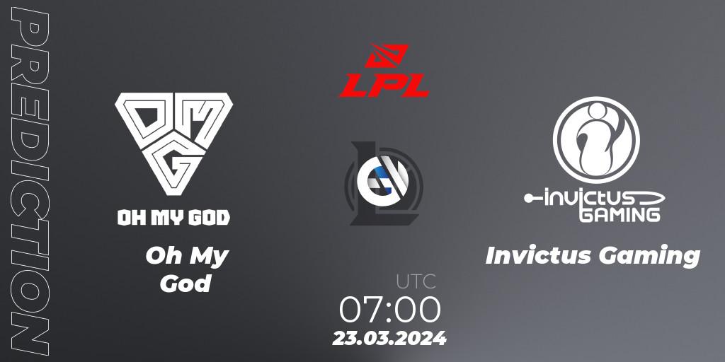 Oh My God - Invictus Gaming: Maç tahminleri. 23.03.24, LoL, LPL Spring 2024 - Group Stage
