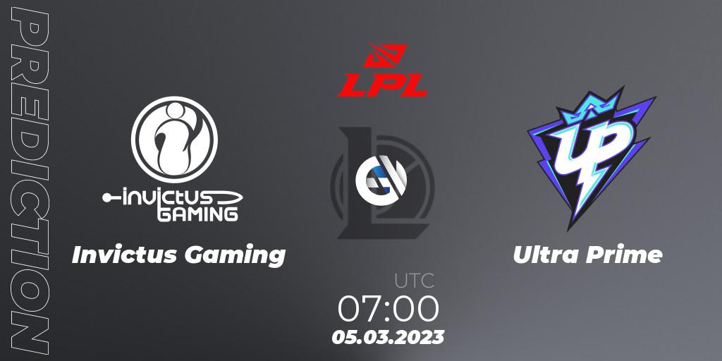 Invictus Gaming - Ultra Prime: Maç tahminleri. 05.03.2023 at 07:00, LoL, LPL Spring 2023 - Group Stage