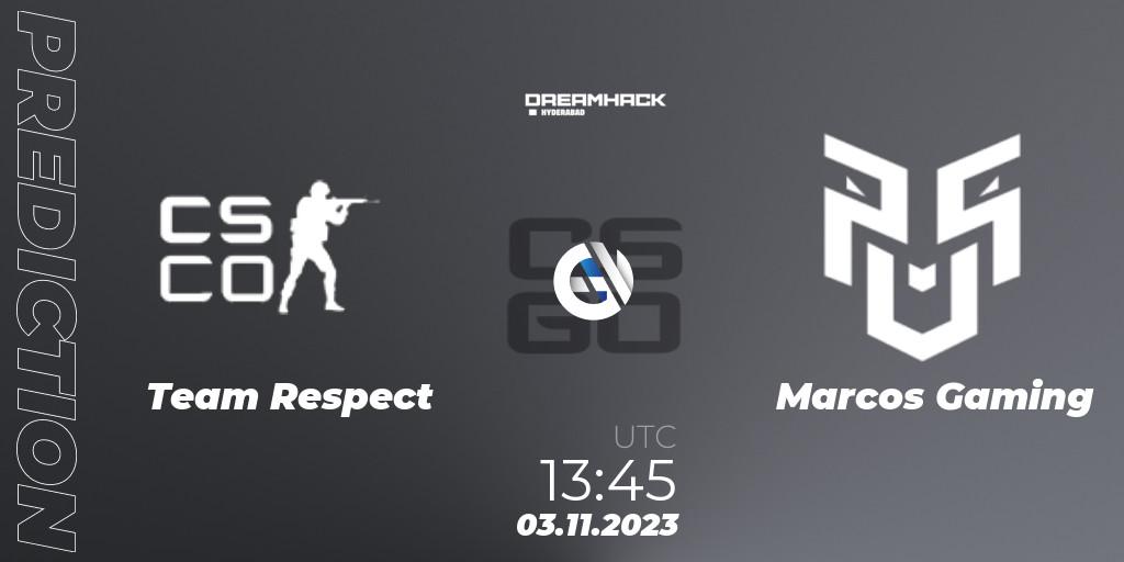 Team Respect - Marcos Gaming: Maç tahminleri. 03.11.2023 at 16:15, Counter-Strike (CS2), DreamHack Hyderabad Invitational 2023