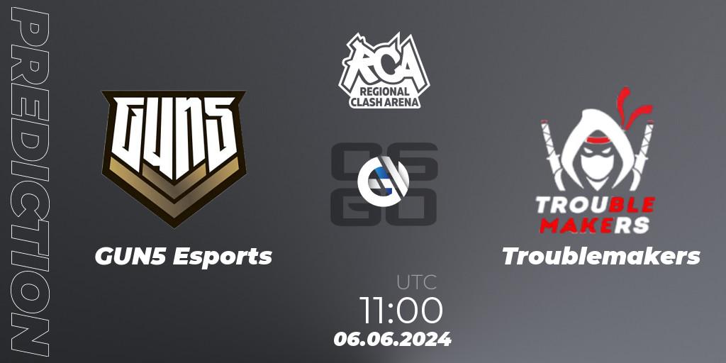 GUN5 Esports - Troublemakers: Maç tahminleri. 06.06.2024 at 11:00, Counter-Strike (CS2), Regional Clash Arena CIS