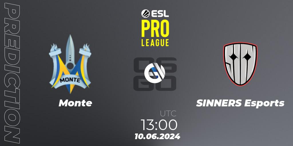 Monte - SINNERS Esports: Maç tahminleri. 10.06.2024 at 13:00, Counter-Strike (CS2), ESL Pro League Season 20: European Conference