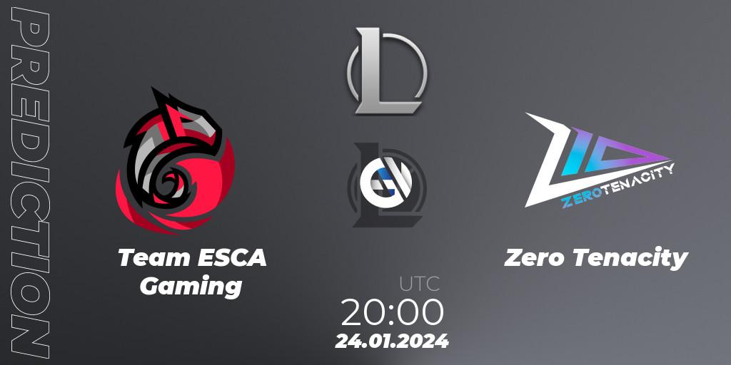 Team ESCA Gaming - Zero Tenacity: Maç tahminleri. 24.01.24, LoL, Ultraliga S11