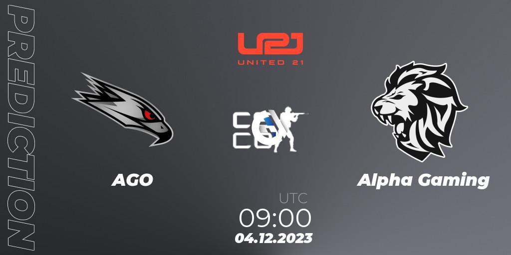 AGO - Alpha Gaming: Maç tahminleri. 04.12.23, CS2 (CS:GO), United21 Season 9