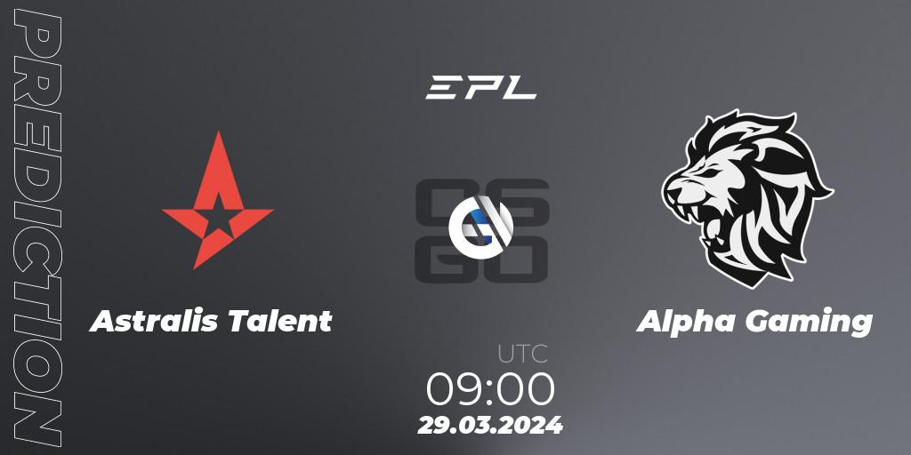 Astralis Talent - Alpha Gaming: Maç tahminleri. 29.03.24, CS2 (CS:GO), European Pro League Season 16: Division 2