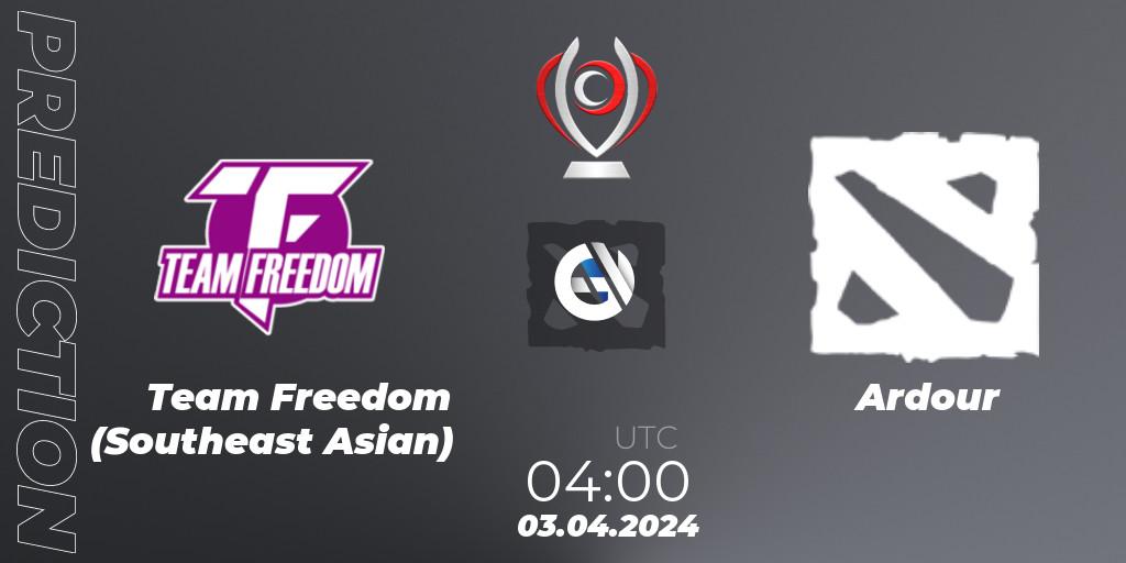 Team Freedom (Southeast Asian) - Ardour: Maç tahminleri. 03.04.2024 at 04:00, Dota 2, Opus League