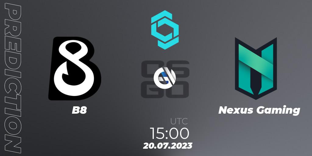 B8 - Nexus Gaming: Maç tahminleri. 20.07.2023 at 16:10, Counter-Strike (CS2), CCT North Europe Series #6