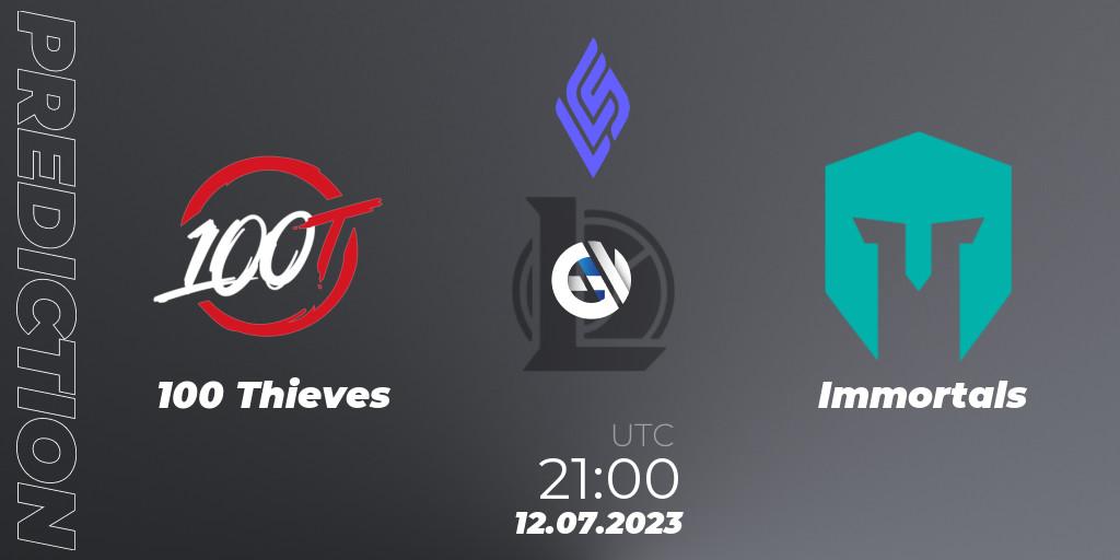 100 Thieves - Immortals: Maç tahminleri. 14.07.23, LoL, LCS Summer 2023 - Group Stage