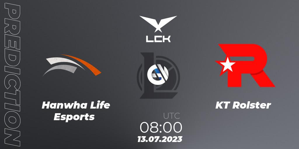 Hanwha Life Esports - KT Rolster: Maç tahminleri. 13.07.2023 at 08:00, LoL, LCK Summer 2023 Regular Season