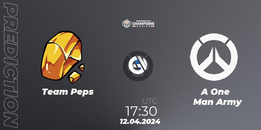 Team Peps - A One Man Army: Maç tahminleri. 12.04.2024 at 17:30, Overwatch, Overwatch Champions Series 2024 - EMEA Stage 2 Group Stage