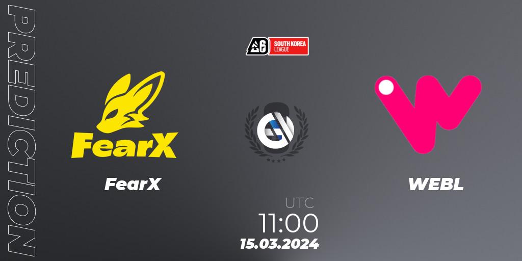 FearX - WEBL: Maç tahminleri. 15.03.24, Rainbow Six, South Korea League 2024 - Stage 1