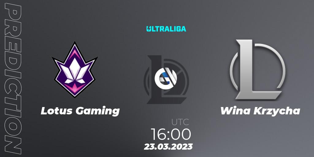 Lotus Gaming - Wina Krzycha: Maç tahminleri. 23.03.23, LoL, Ultraliga 2nd Division Season 6