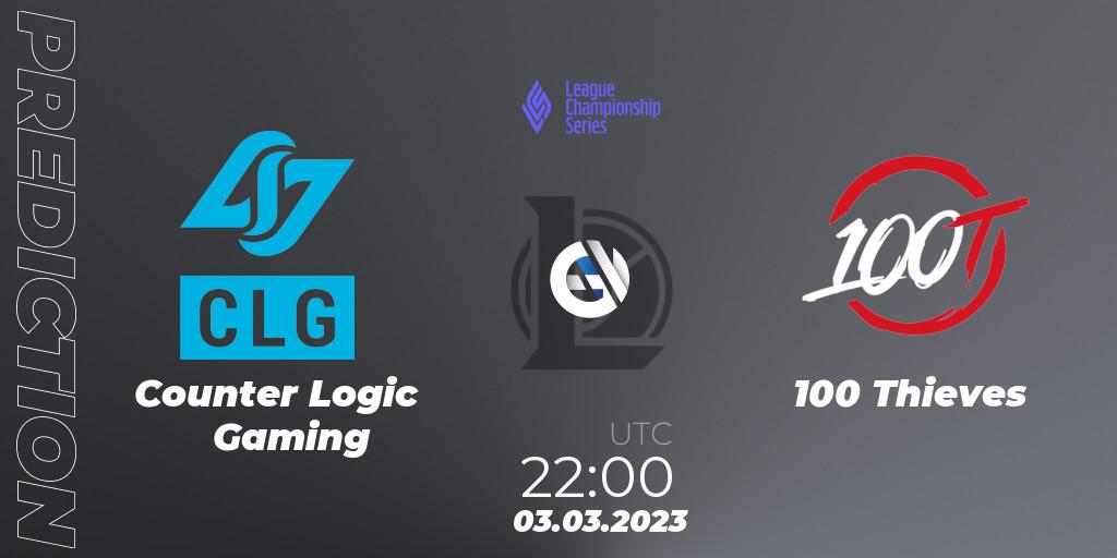 Counter Logic Gaming - 100 Thieves: Maç tahminleri. 17.02.23, LoL, LCS Spring 2023 - Group Stage