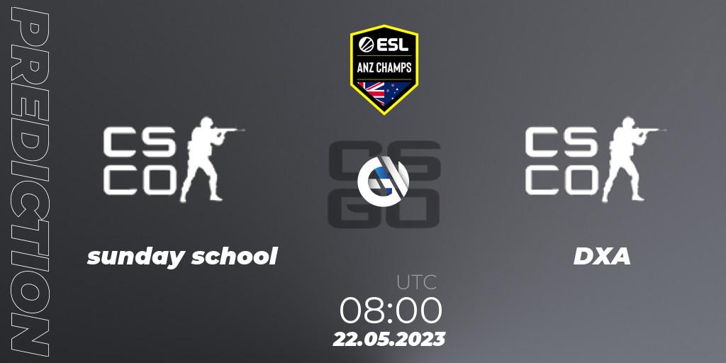 sunday school - DXA Esports: Maç tahminleri. 22.05.2023 at 08:00, Counter-Strike (CS2), ESL ANZ Champs Season 16