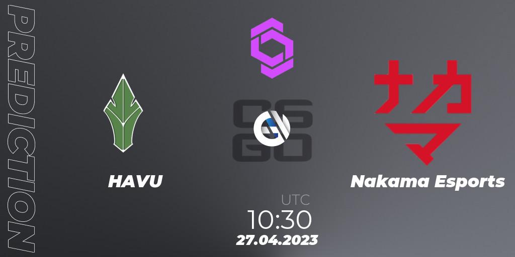 HAVU - Nakama Esports: Maç tahminleri. 27.04.2023 at 10:30, Counter-Strike (CS2), CCT West Europe Series #3
