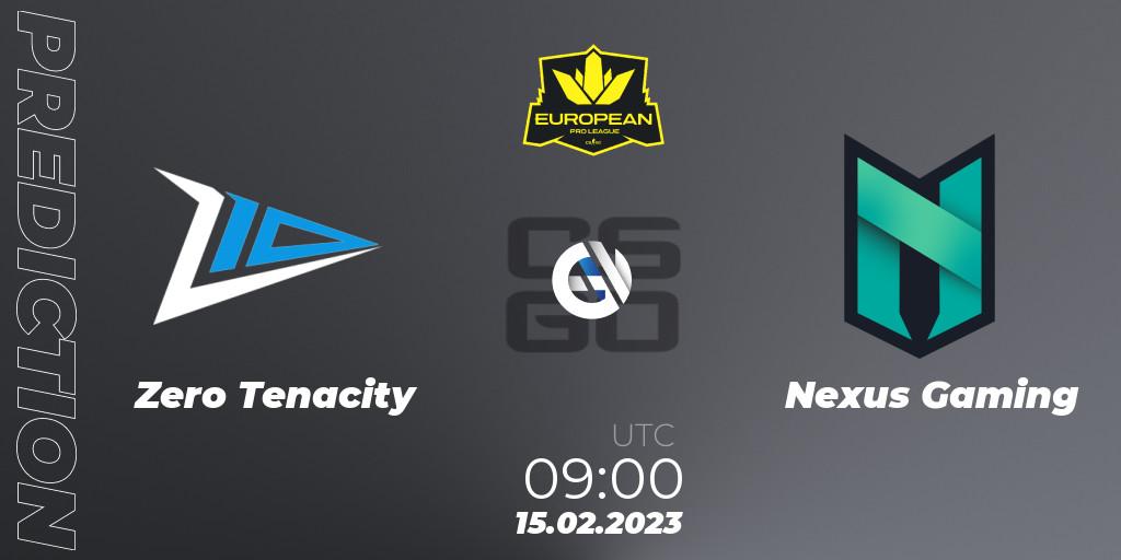 Zero Tenacity - Nexus Gaming: Maç tahminleri. 15.02.2023 at 08:00, Counter-Strike (CS2), European Pro League Season 6: Division 2