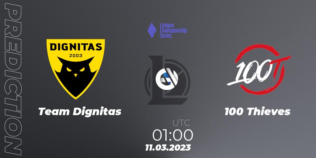 Team Dignitas - 100 Thieves: Maç tahminleri. 11.03.2023 at 01:00, LoL, LCS Spring 2023 - Group Stage