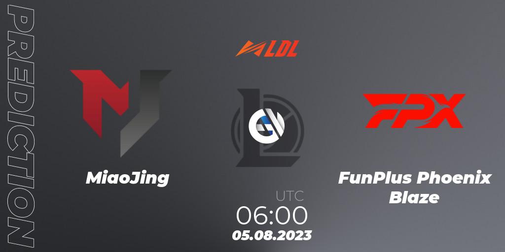 MiaoJing - FunPlus Phoenix Blaze: Maç tahminleri. 05.08.2023 at 06:00, LoL, LDL 2023 - Playoffs