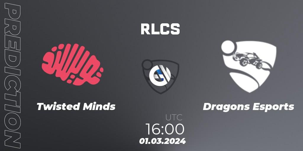 Twisted Minds - Dragons Esports: Maç tahminleri. 01.03.2024 at 16:00, Rocket League, RLCS 2024 - Major 1: MENA Open Qualifier 3