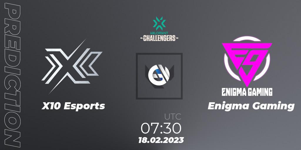 X10 Esports - Enigma Gaming: Maç tahminleri. 18.02.23, VALORANT, VALORANT Challengers 2023: Malaysia & Singapore Split 1