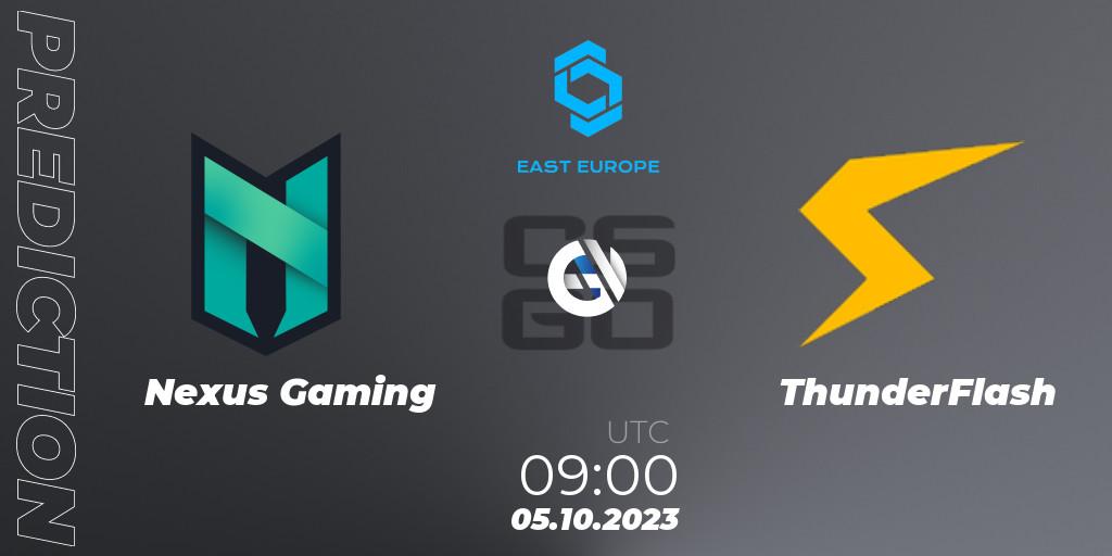Nexus Gaming - ThunderFlash: Maç tahminleri. 05.10.2023 at 09:00, Counter-Strike (CS2), CCT East Europe Series #3: Closed Qualifier