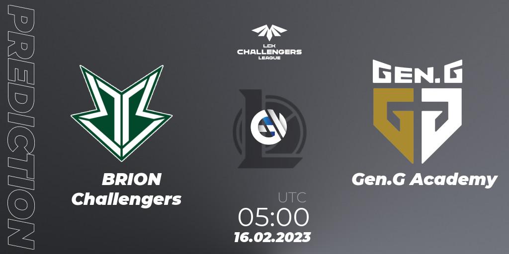 Brion Esports Challengers - Gen.G Academy: Maç tahminleri. 16.02.2023 at 05:00, LoL, LCK Challengers League 2023 Spring