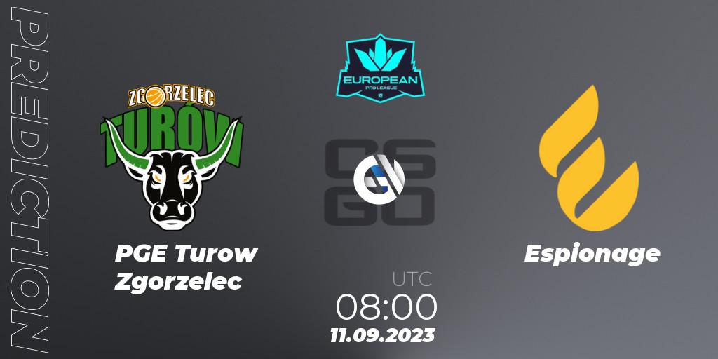 PGE Turow Zgorzelec - Espionage: Maç tahminleri. 11.09.2023 at 08:00, Counter-Strike (CS2), European Pro League Season 10