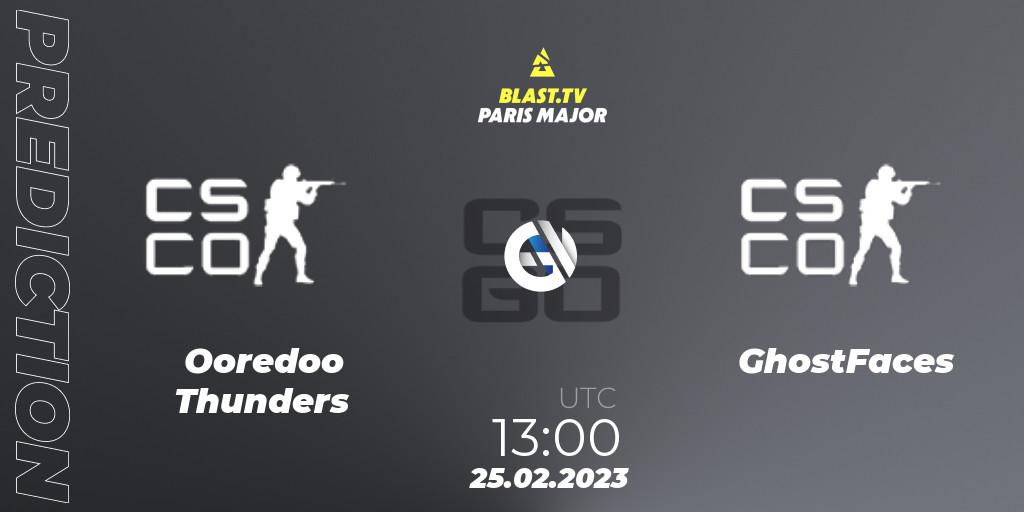 Ooredoo Thunders - GhostFaces: Maç tahminleri. 25.02.2023 at 13:00, Counter-Strike (CS2), BLAST.tv Paris Major 2023 Middle East RMR Closed Qualifier