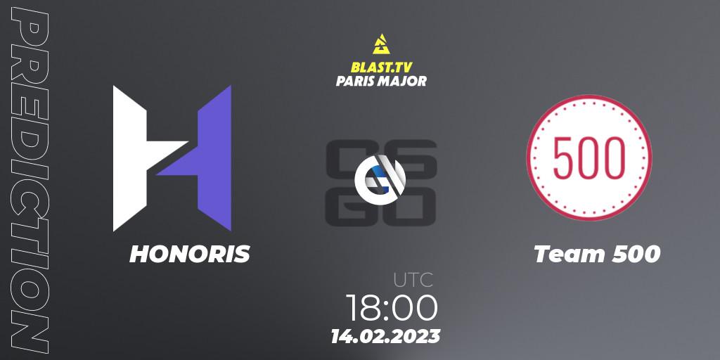 HONORIS - Team 500: Maç tahminleri. 14.02.2023 at 18:00, Counter-Strike (CS2), BLAST.tv Paris Major 2023 Europe RMR Open Qualifier