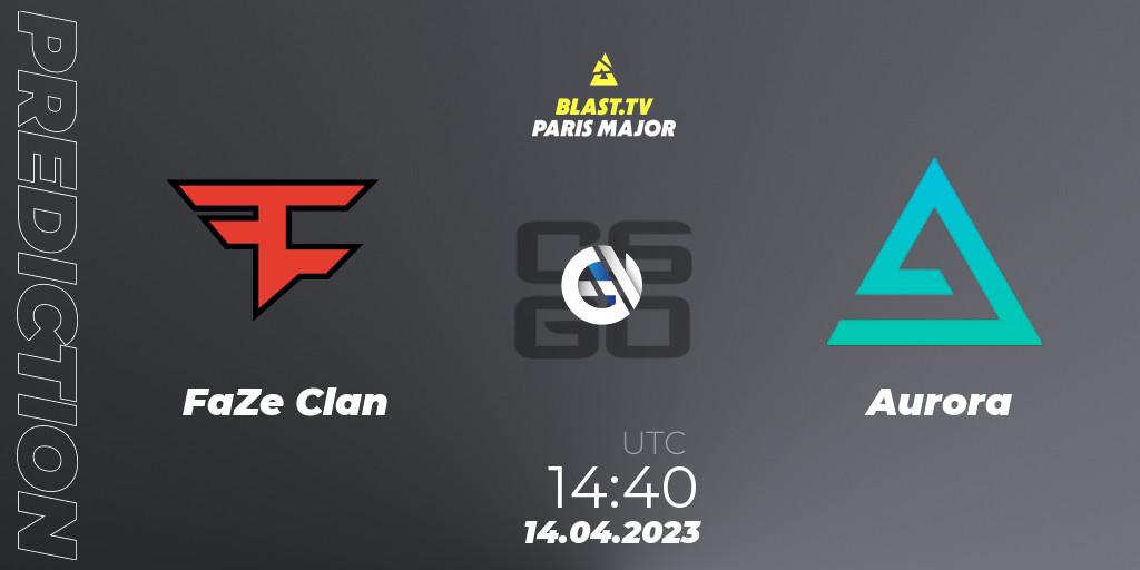 FaZe Clan - Aurora: Maç tahminleri. 14.04.2023 at 15:05, Counter-Strike (CS2), BLAST.tv Paris Major 2023 Challengers Stage Europe Last Chance Qualifier
