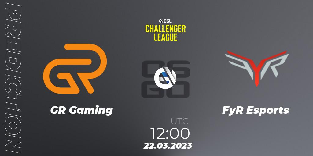 GR Gaming - FyR Esports: Maç tahminleri. 22.03.23, CS2 (CS:GO), ESL Challenger League Season 44: Asia-Pacific